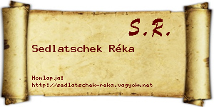 Sedlatschek Réka névjegykártya
